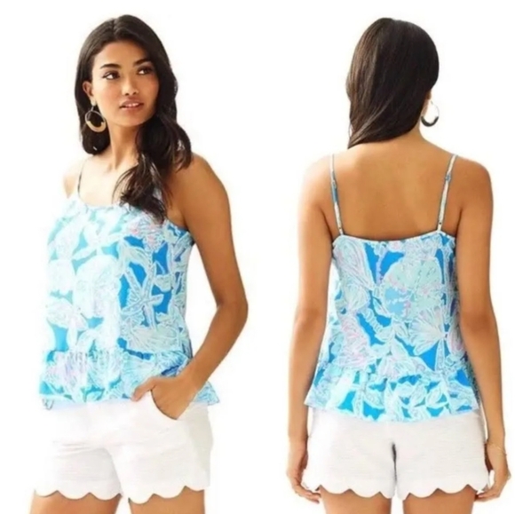 Lilly Pulitzer Coral Top Into The Deep Size Small - Picture 2 of 8